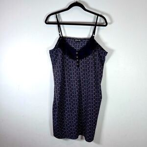 Volcom Women’s Slip Dress Front Ruffle Pockets Geometric Pattern Size Large